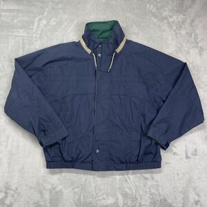 Van Heusen Windbreaker Jacket Mens XL Blue Long Sleeve Lightweight Full Zip Snap